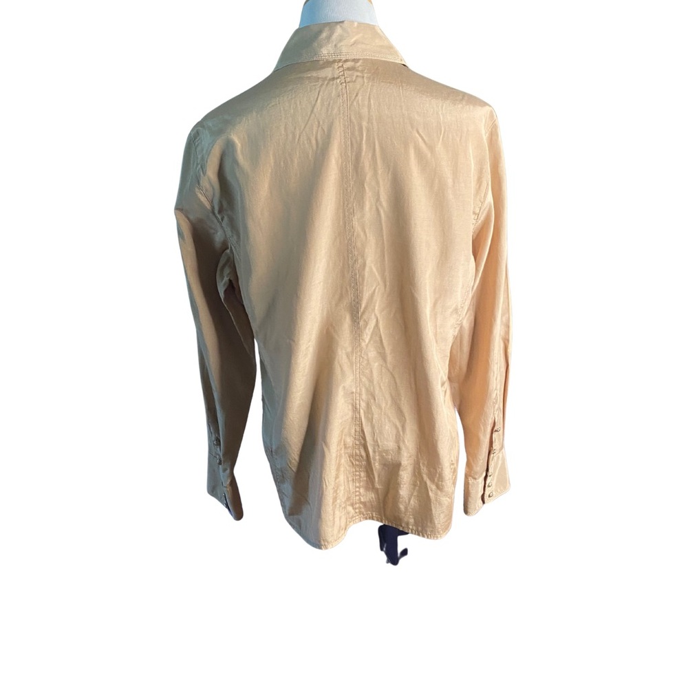 Elena Mirò Beige Metallic Button-Down Blouse – Size 46 (USA 10) - Picture 3 of 9